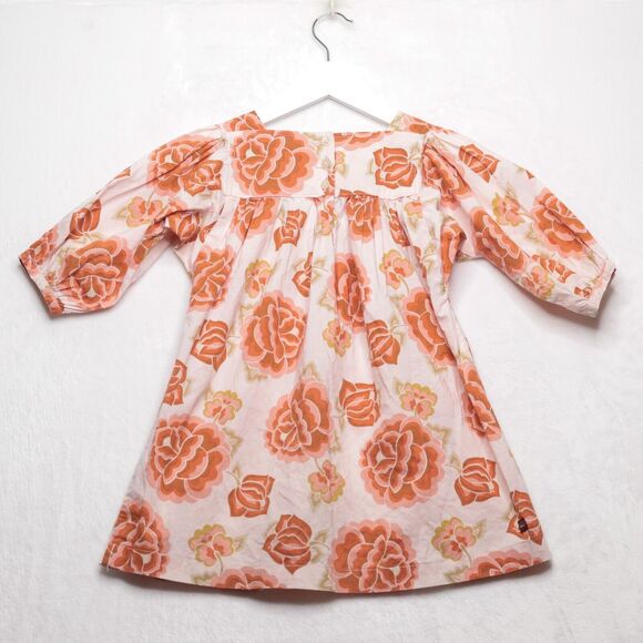 TEA Collection Fall Floral Cotton Poplin Square Neck Dress 3/4 Sleeve Girls 4 - Picture 4 of 5
